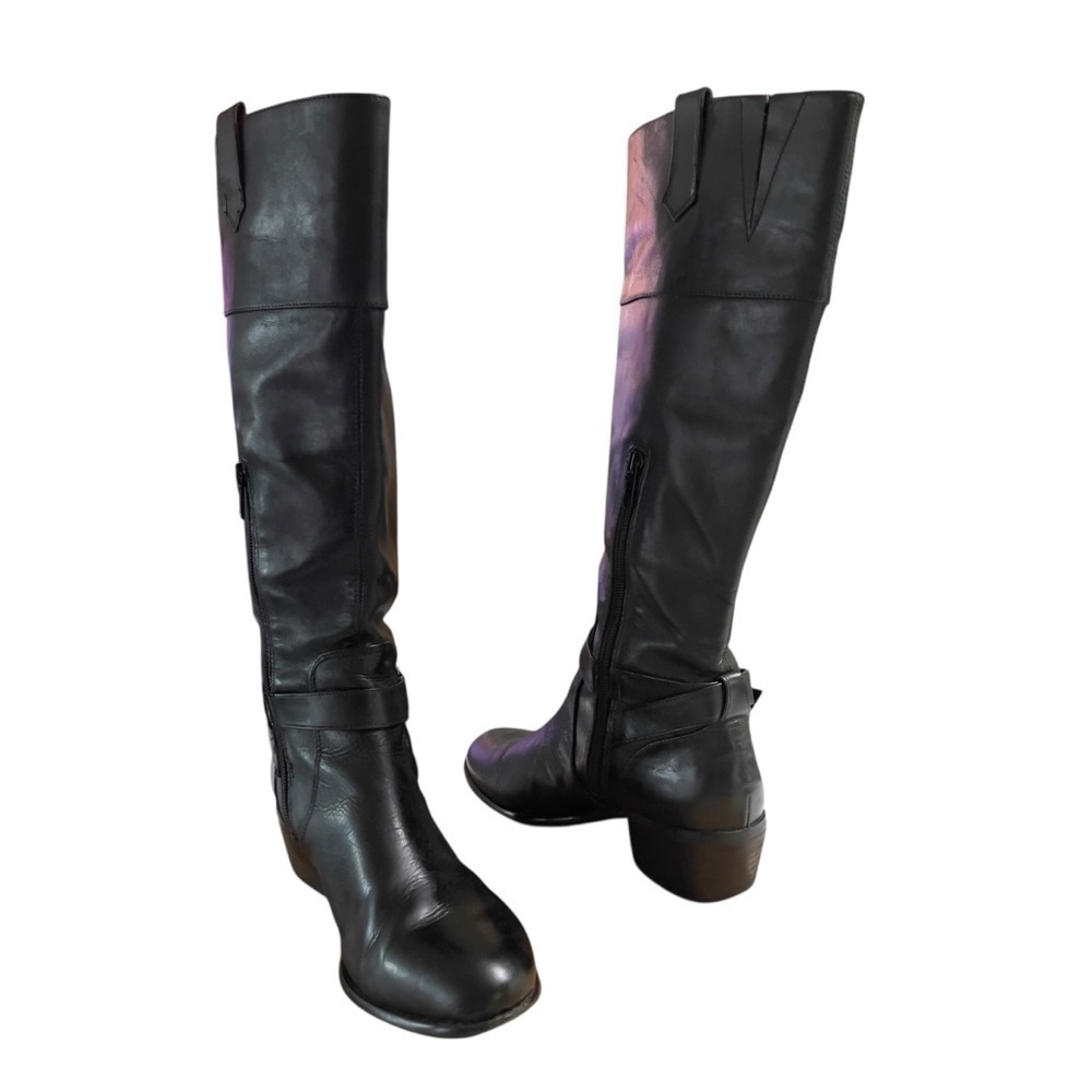 Arturo Chiang Boots Sz 8 M Riding Beatrix Knee High Black Leather Shoes Moto - Picture 9 of 13